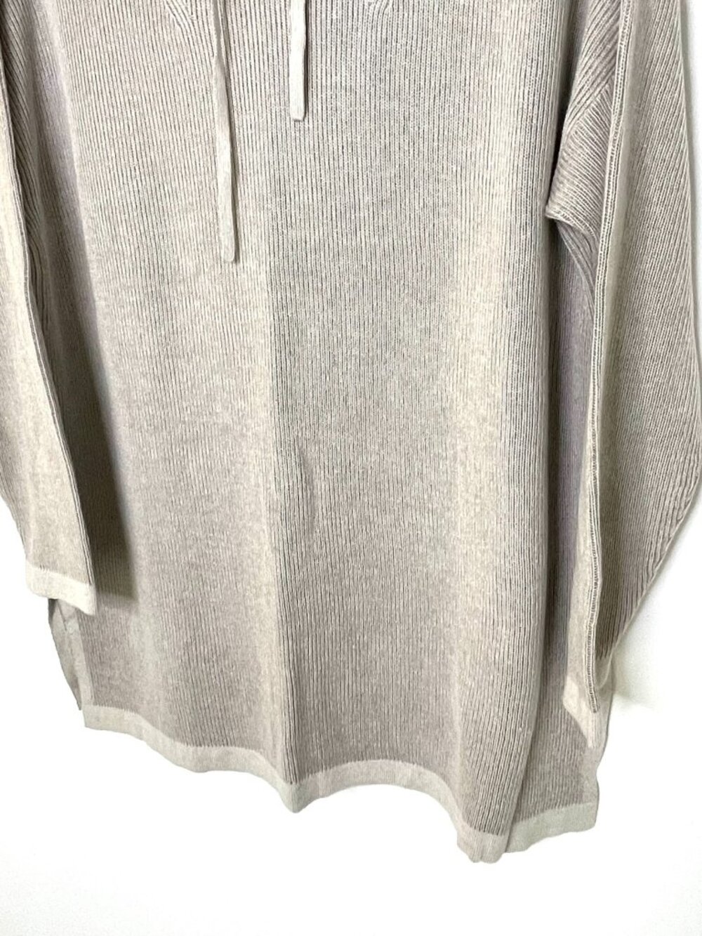 Sweater | J Jill Cotton Rayon Knit Hoodie Tunic Beige XL | Soft Minimalist Light - Picture 5 of 11